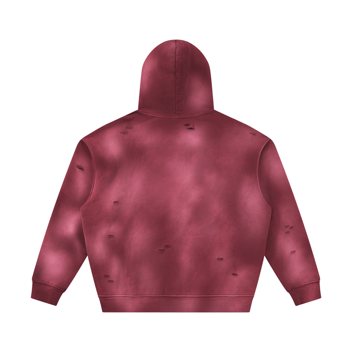 Unisex Sunfade Frayed Fleece Hoodie