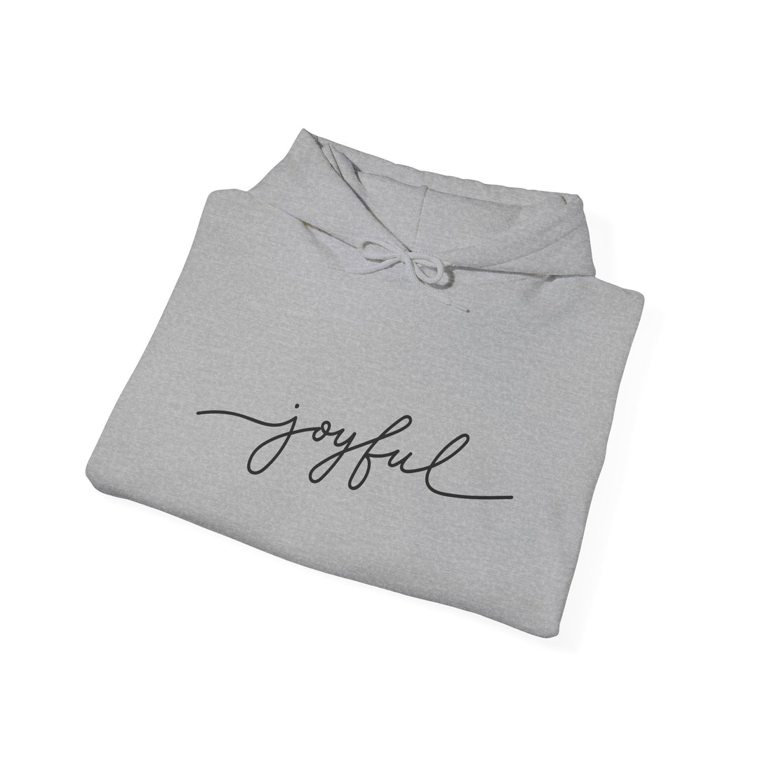 Joyful Script Hoodie - Minimal Word Print Pullover