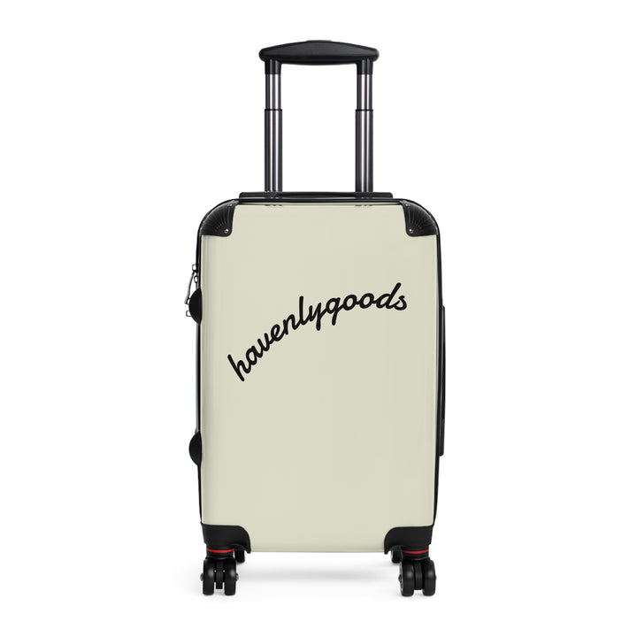 HavenlyGoods Carry-On Suitcase — Cream Retro Script Travel Luggage