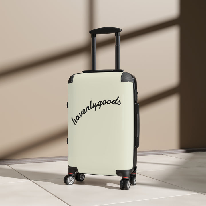 HavenlyGoods Carry-On Suitcase — Cream Retro Script Travel Luggage