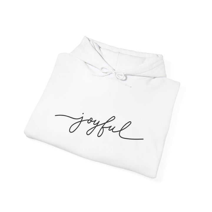 Joyful Script Hoodie - Minimal Word Print Pullover
