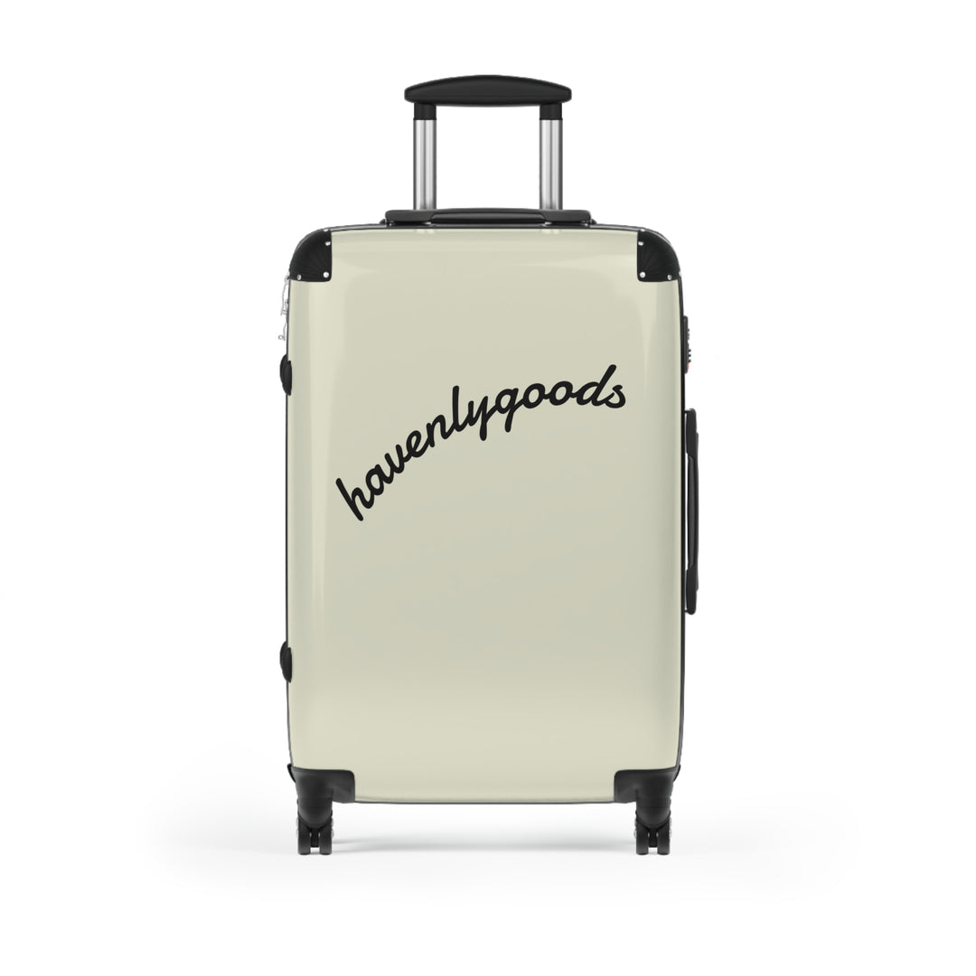 HavenlyGoods Carry-On Suitcase — Cream Retro Script Travel Luggage