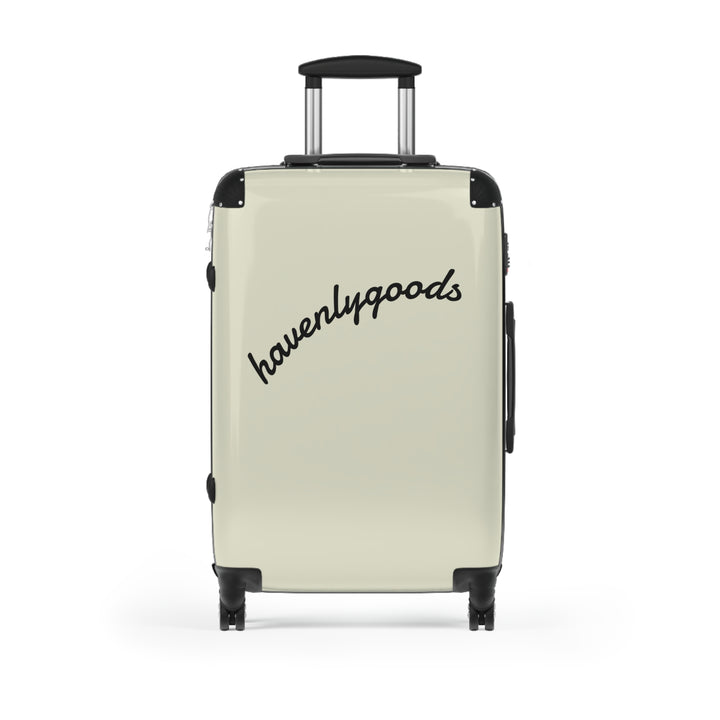 HavenlyGoods Carry-On Suitcase — Cream Retro Script Travel Luggage