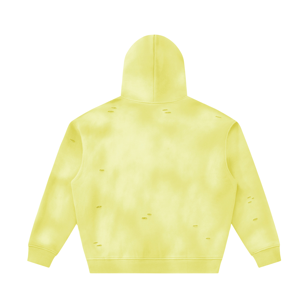 Unisex Sunfade Frayed Fleece Hoodie
