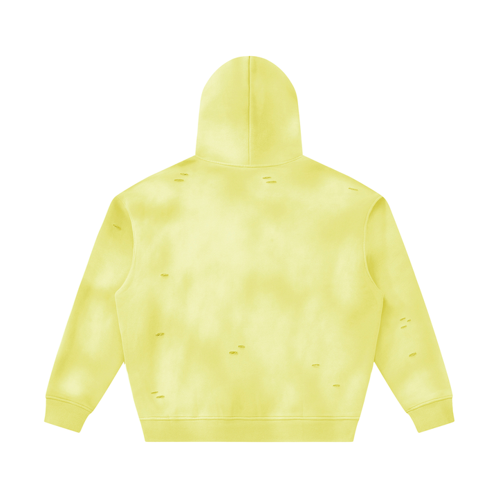 Unisex Sunfade Frayed Fleece Hoodie