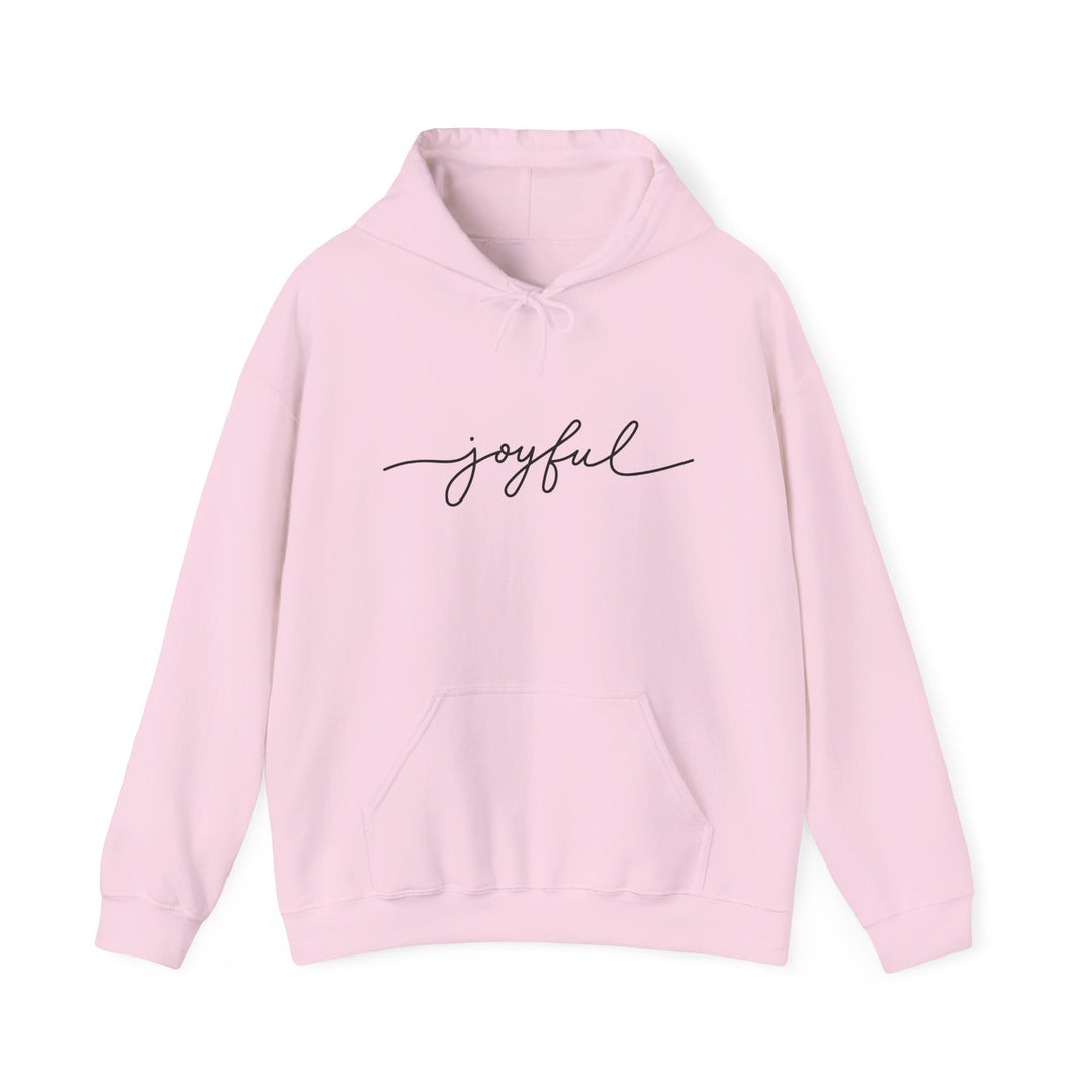 Joyful Script Hoodie - Minimal Word Print Pullover
