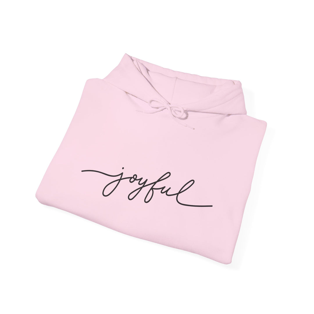 Joyful Script Hoodie - Minimal Word Print Pullover