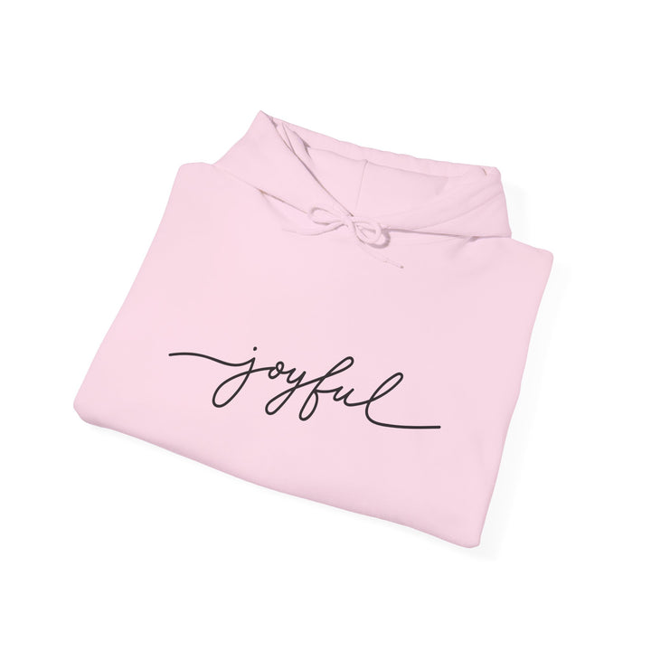 Joyful Script Hoodie - Minimal Word Print Pullover