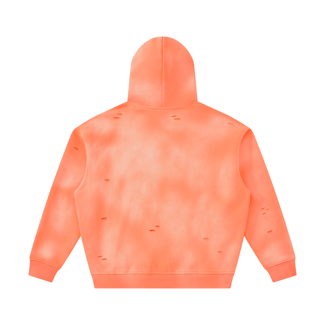 Unisex Sunfade Frayed Fleece Hoodie