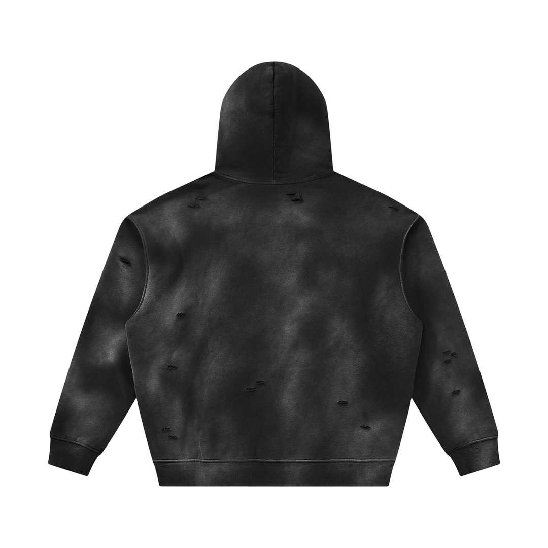 Unisex Sunfade Frayed Fleece Hoodie