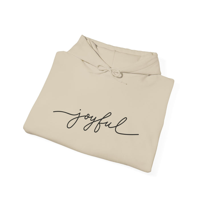 Joyful Script Hoodie - Minimal Word Print Pullover