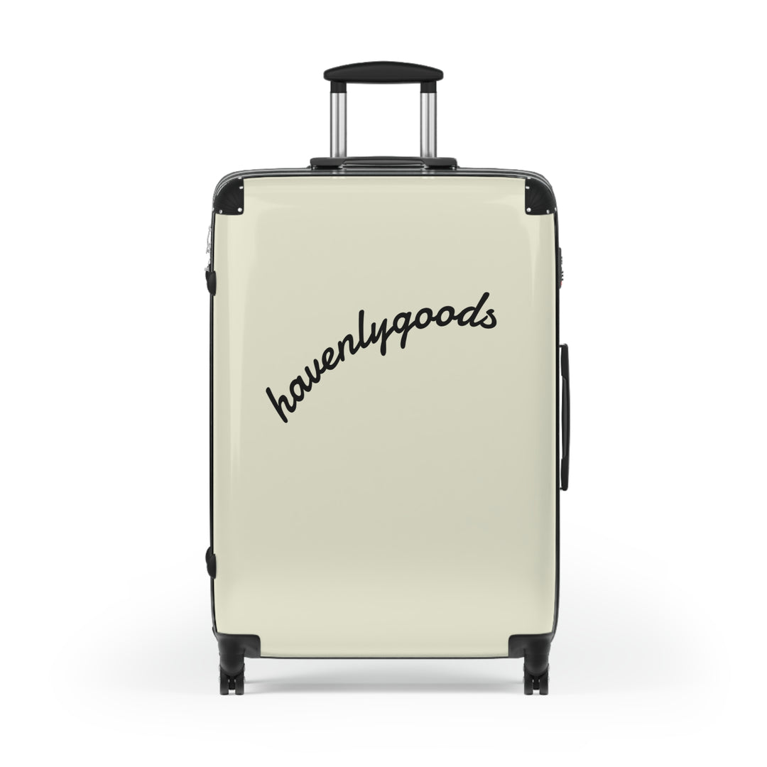 HavenlyGoods Carry-On Suitcase — Cream Retro Script Travel Luggage