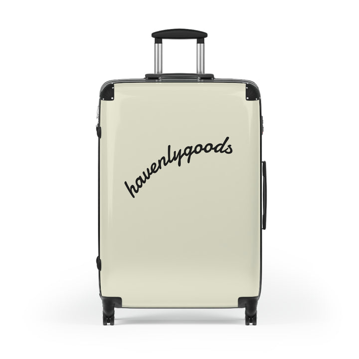 HavenlyGoods Carry-On Suitcase — Cream Retro Script Travel Luggage
