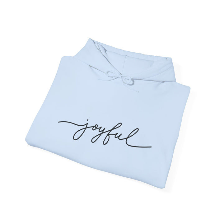 Joyful Script Hoodie - Minimal Word Print Pullover