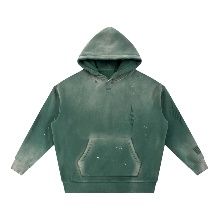 Vintage Washed Frayed Fleece Hoodie