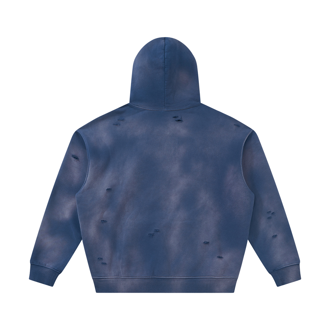 Unisex Sunfade Frayed Fleece Hoodie