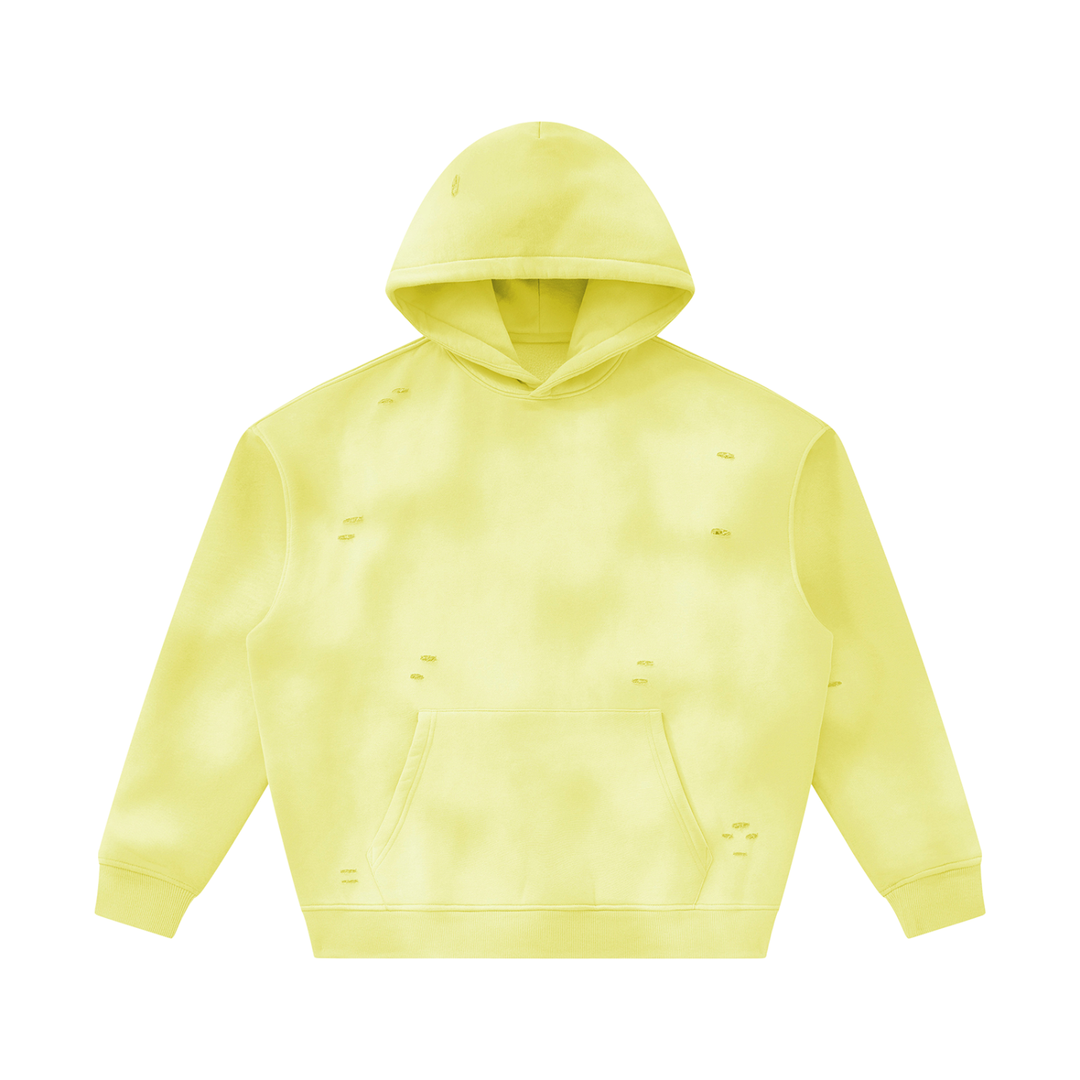 Unisex Sunfade Frayed Fleece Hoodie