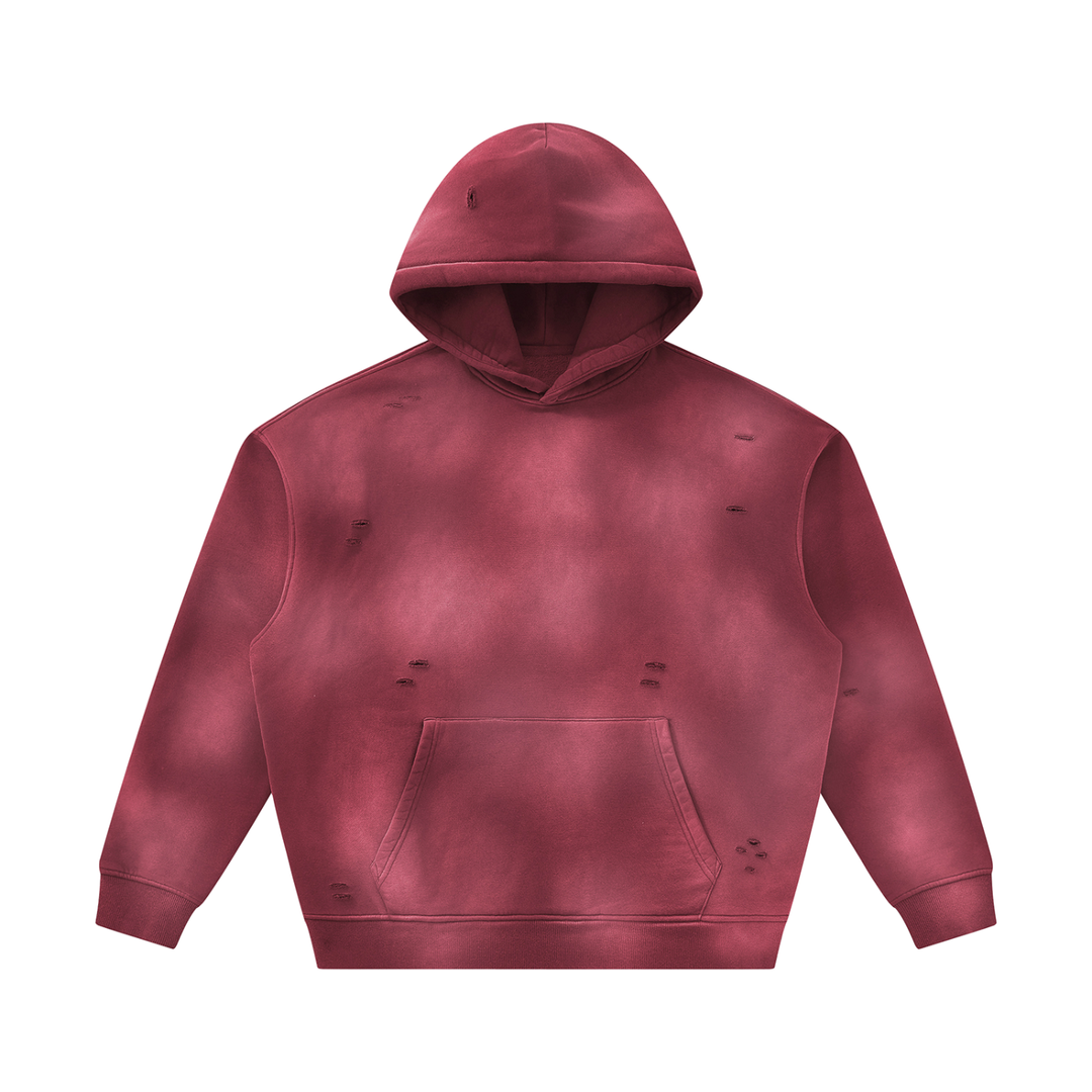 Unisex Sunfade Frayed Fleece Hoodie