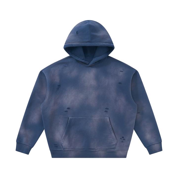 Unisex Sunfade Frayed Fleece Hoodie