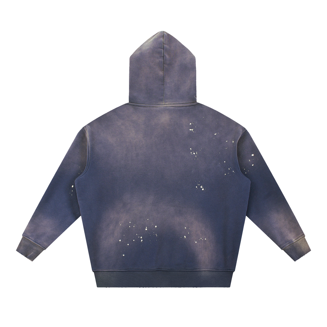 Vintage Washed Frayed Fleece Hoodie