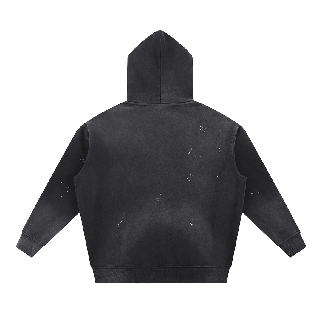 Vintage Washed Frayed Fleece Hoodie