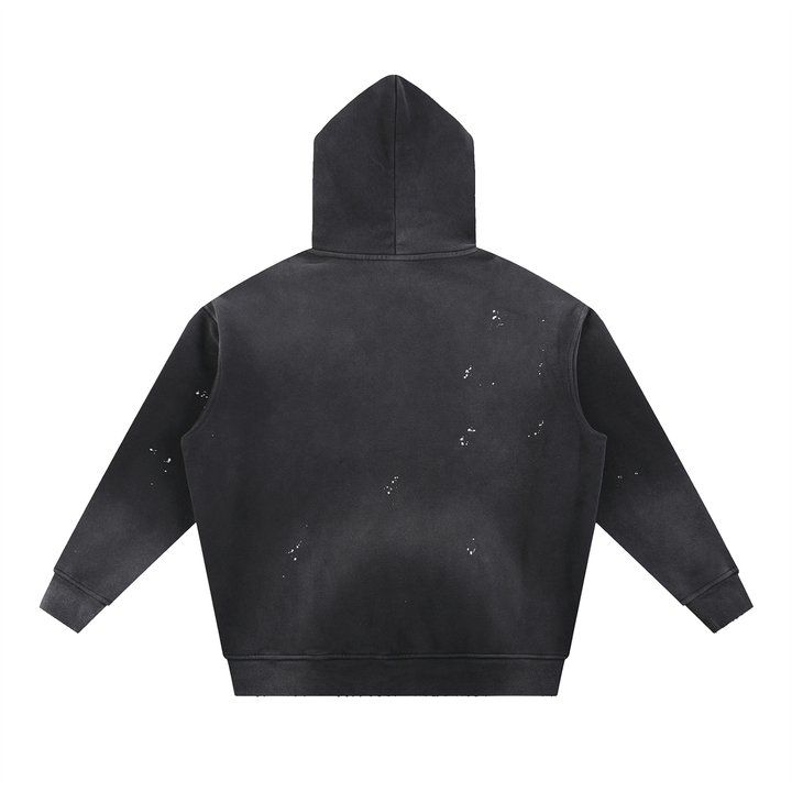 Vintage Washed Frayed Fleece Hoodie