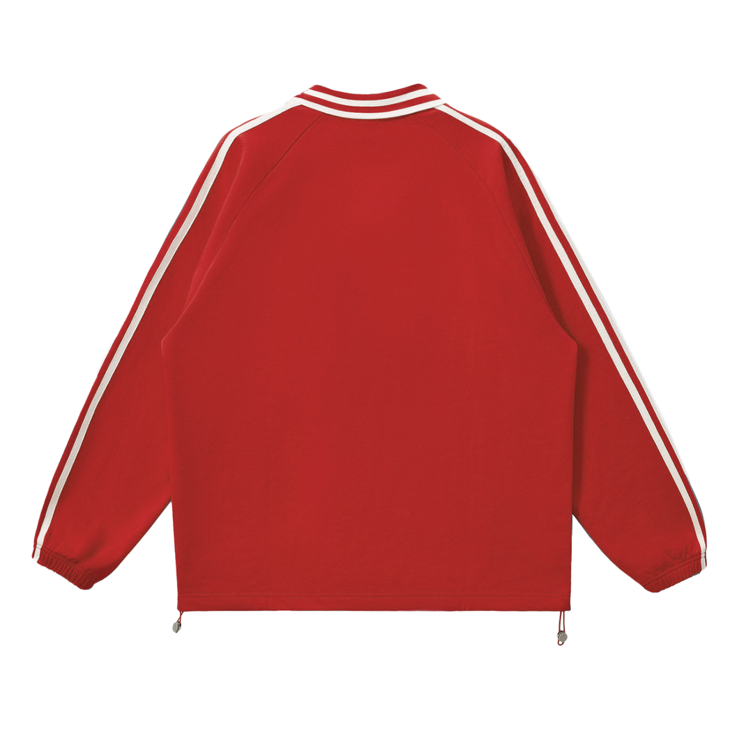 Contrast Striped Lapel Collar Sweatshirt