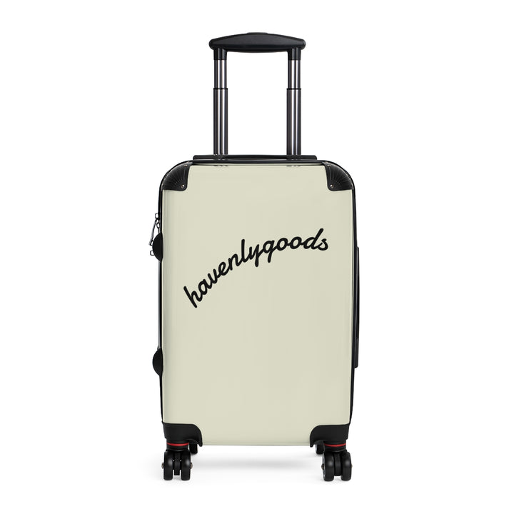 HavenlyGoods Carry-On Suitcase — Cream Retro Script Travel Luggage